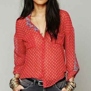 Free people easy rider bandana style sheer blouse